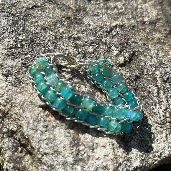Blue apatite chain bracelet - Picture 6 of 6